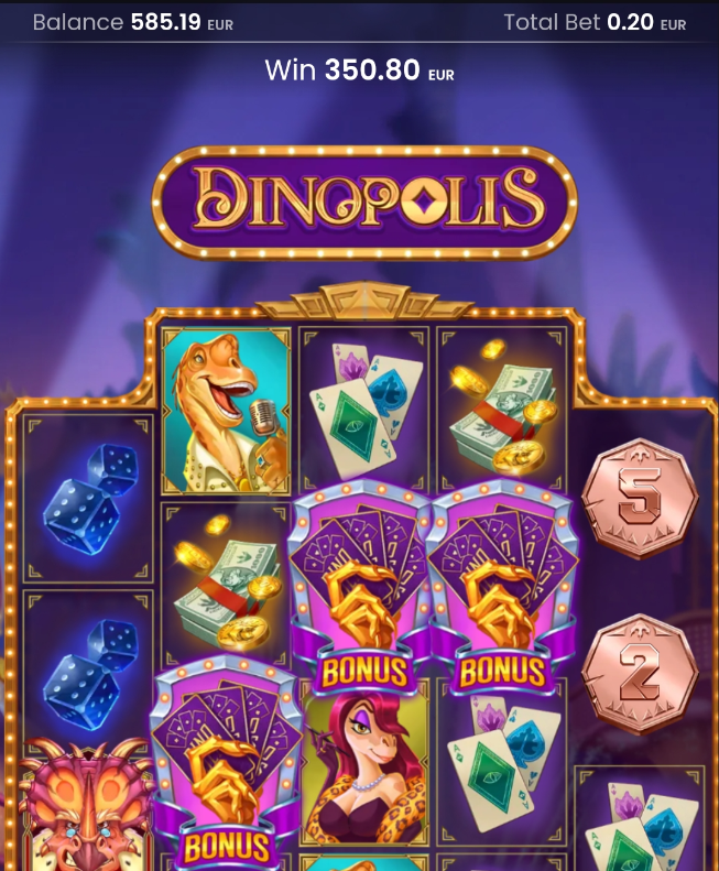 Fullsize image of the bigwin titled: Dinopolis Huge Win