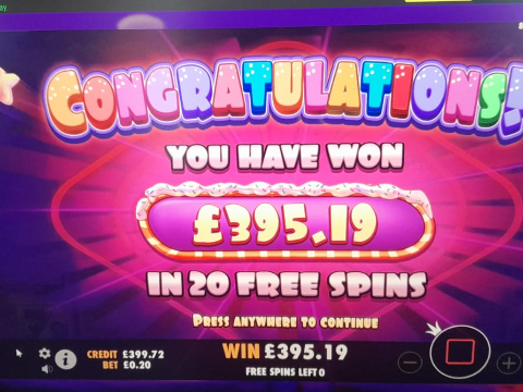 A preview of the bigwin titled sugar rush 20p bet
